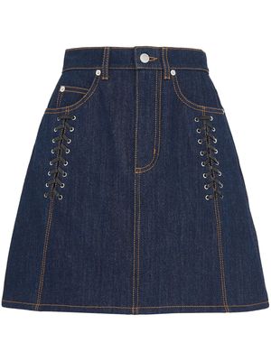 Alexander McQueen lace-detail denim miniskirt - Blue