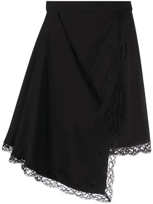 Alexander McQueen lace-embellished asymmetric skirt - Black