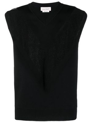 Alexander McQueen lace-insert knitted top - Black