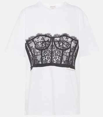 Alexander McQueen Lace-overlay cotton jersey T-shirt
