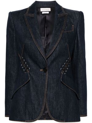 Alexander McQueen lace-up denim blazer - Blue