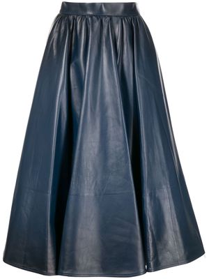 Alexander McQueen leather A-line midi skirt - Blue
