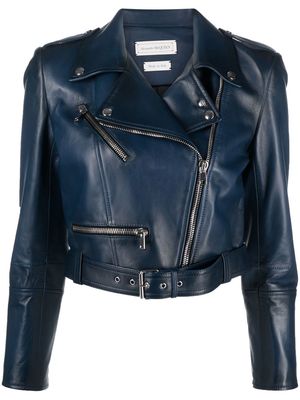 Alexander McQueen leather biker jacket - Blue