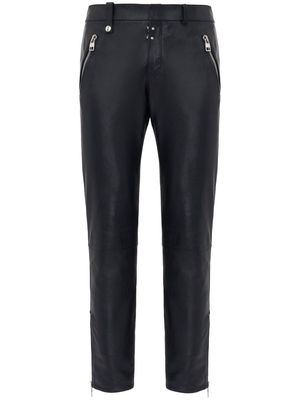 Alexander McQueen leather cropped slim-fit trousers - Black