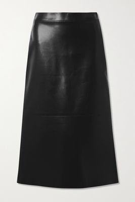 Alexander McQueen - Leather Midi Skirt - Black