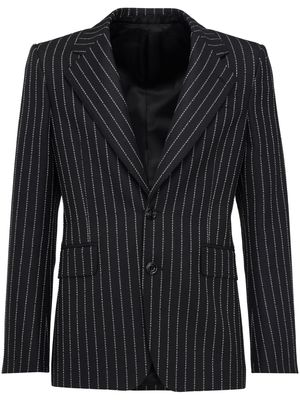 Alexander McQueen letter-pinstripe pattern blazer - Black