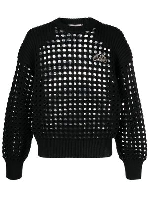 Alexander McQueen logo-embellished open-knit sweatshirt - Black