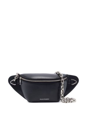 Alexander McQueen logo-embossed leather belt bag - Black
