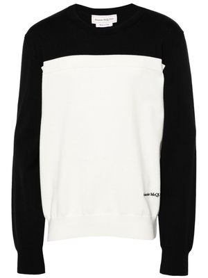 Alexander McQueen logo-embroidered cotton-blend jumper - Neutrals
