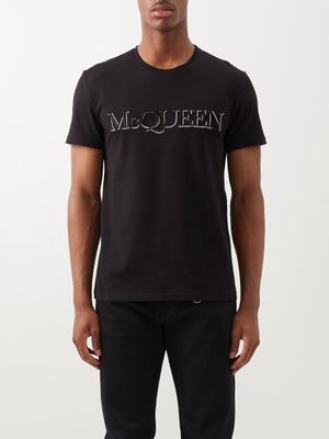 Alexander Mcqueen - Logo-embroidered Cotton-jersey T-shirt - Mens - Black Multi
