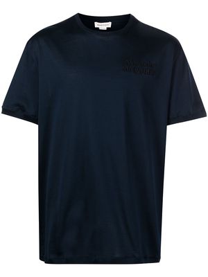 Alexander McQueen logo-embroidered cotton T-shirt - Blue