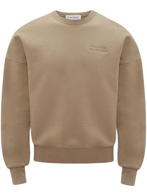 Alexander McQueen logo-embroidered crew-neck sweatshirt - Neutrals