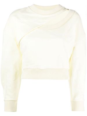 Alexander McQueen logo-embroidered cut-out sweatshirt - Yellow