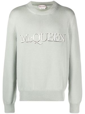 Alexander McQueen logo-embroidered jumper - Green