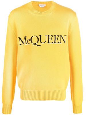 Alexander McQueen logo-embroidered knitter jumper - Yellow