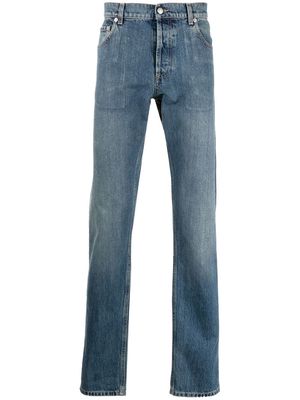 Alexander McQueen logo-embroidered straight-leg jeans - Blue