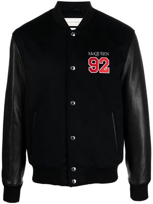 Alexander McQueen logo-embroidered varsity jacket - Black