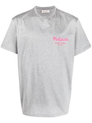 Alexander McQueen logo-embroidery cotton T-shirt - Grey