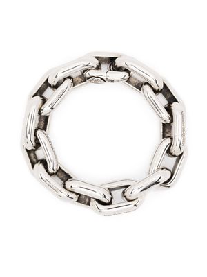 Alexander McQueen logo-engraved polished-finish bracelet - Silver