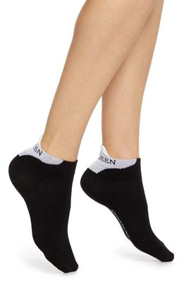 Alexander McQueen Logo Heel Tab Ankle Socks in Black/White
