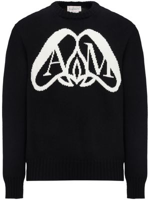 Alexander McQueen logo-intarsia cotton sweatshirt - Black