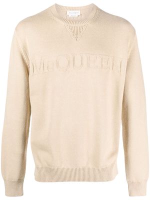 Alexander McQueen logo-jacquard cotton-cashmere jumper - Neutrals