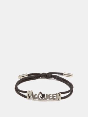 Alexander Mcqueen - Logo-plaque Cord Bracelet - Mens - Black