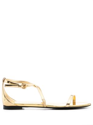 Alexander McQueen logo-plaque metallic sandals - Gold