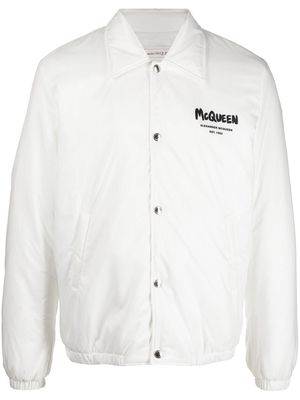 Alexander McQueen logo-print bomber jacket - White