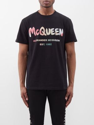 Alexander Mcqueen - Logo-print Cotton-jersey T-shirt - Mens - Black Multi