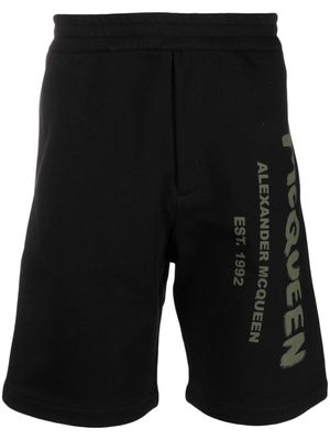 Alexander McQueen logo-print cotton shorts - Black