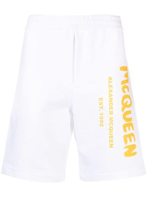 Alexander McQueen logo-print cotton shorts - White