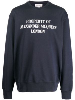 Alexander McQueen logo-print cotton sweatshirt - Blue