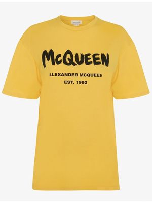 Alexander McQueen logo-print cotton T-shirt - Yellow