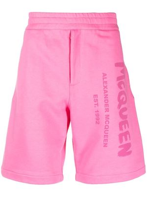 Alexander McQueen logo-print cotton track shorts - Pink