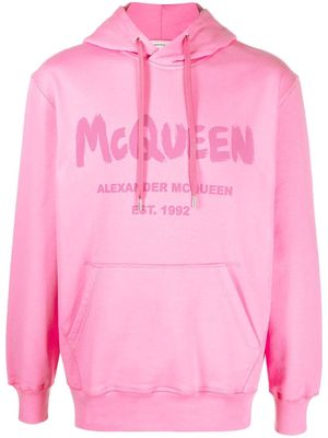 Alexander McQueen logo print drawstring hoodie - Pink