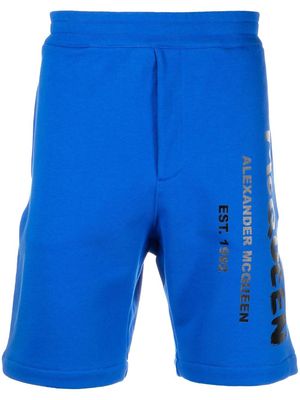 Alexander McQueen logo-print jersey shorts - Blue
