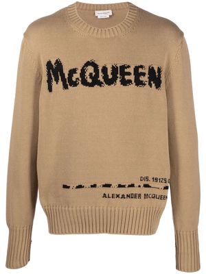 Alexander McQueen logo-print jumper - Neutrals