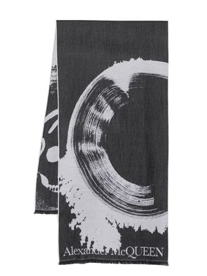 Alexander McQueen logo-print knitted scarf - Black