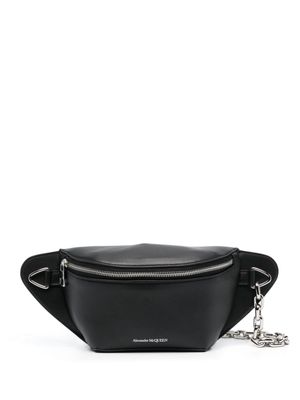 Alexander McQueen logo-print leather belt bag - Black