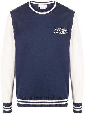 Alexander McQueen logo-print long-sleeve jumper - Blue