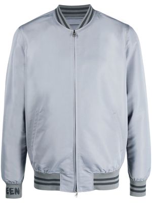 Alexander McQueen logo-print silk bomber jacket - Grey