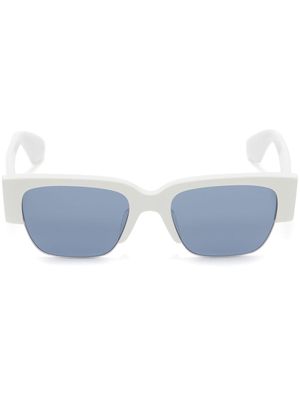 Alexander McQueen logo-print square-frame sunglasses - White