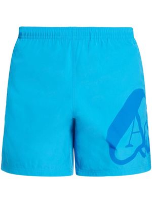 Alexander McQueen logo print swim shorts - Blue