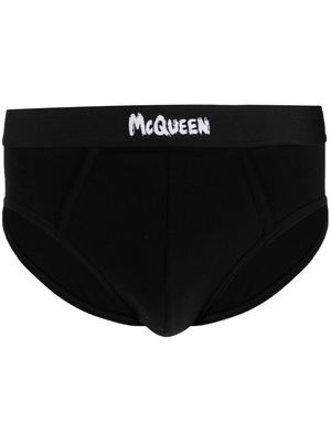 Alexander McQueen logo-print waistband briefs - Black