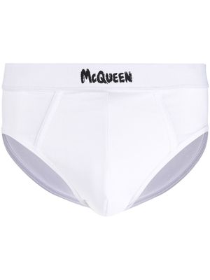 Alexander McQueen logo-print waistband briefs - White
