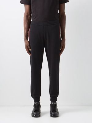 Alexander Mcqueen - Logo-tape Cotton-jersey Track Pants - Mens - Black Multi