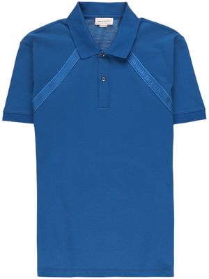 Alexander McQueen logo-tape jersey polo shirt - Blue