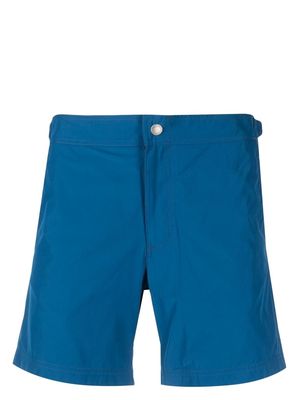 Alexander McQueen logo-tape straight-leg shorts - Blue