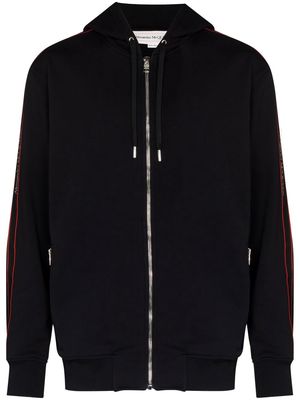 Alexander McQueen logo-tape zip-up hoodie - Black